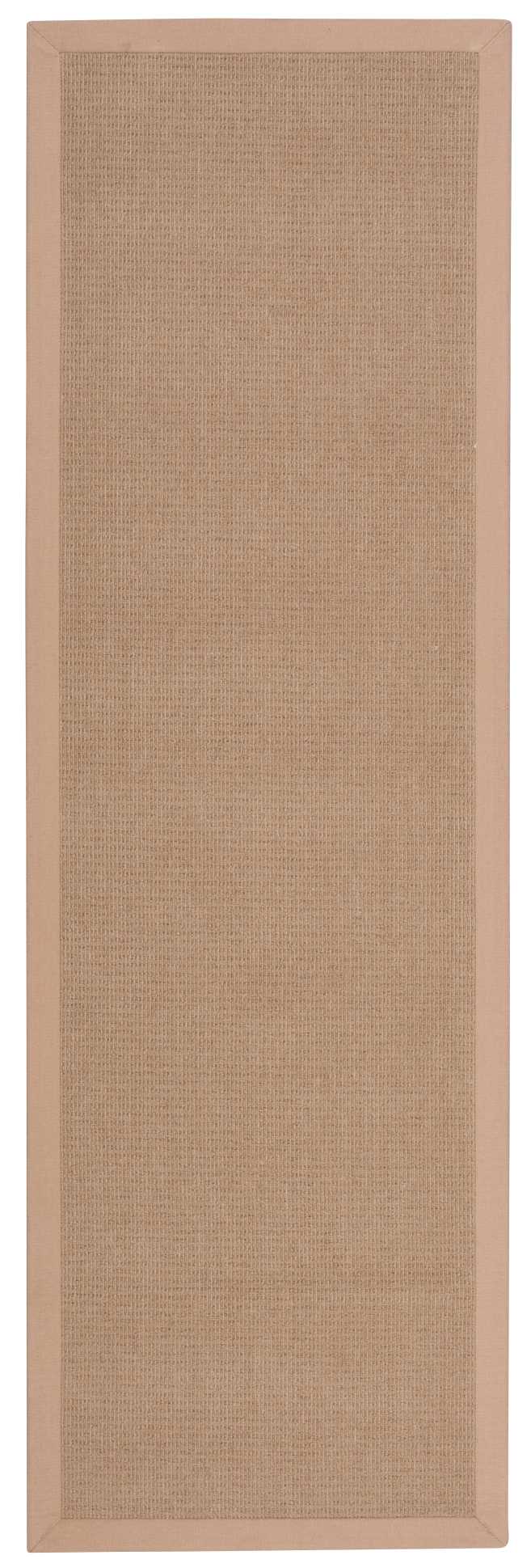 Beige rug runner with a light brown border.