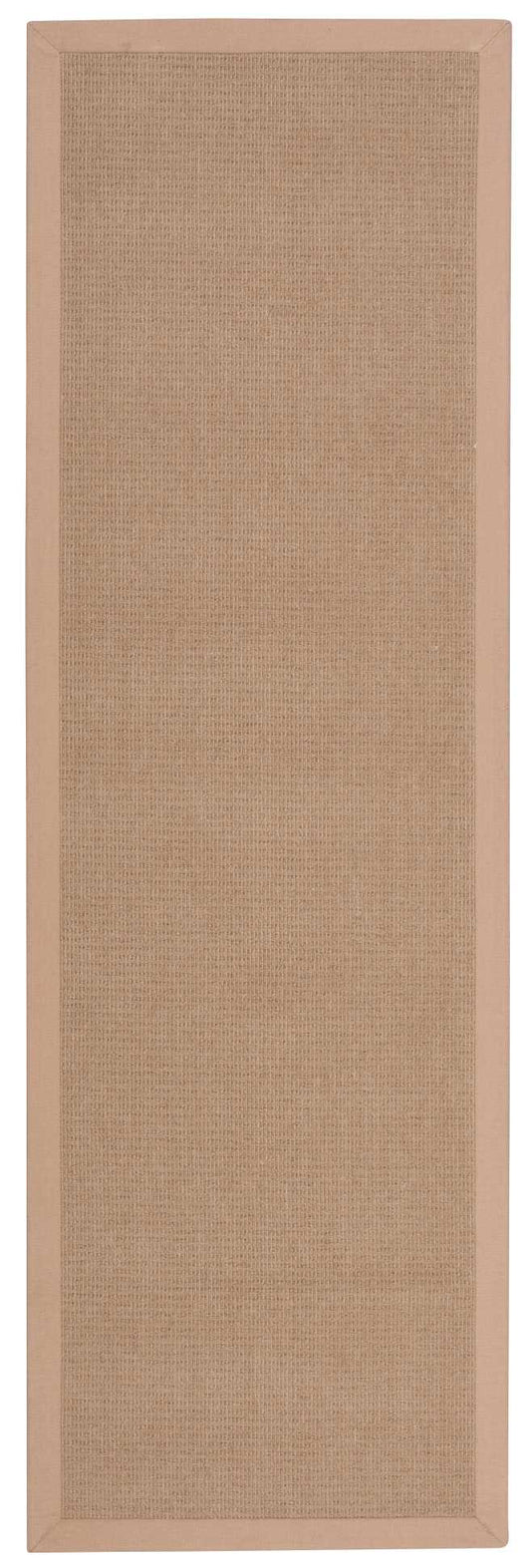 Beige rug runner with a light brown border.
