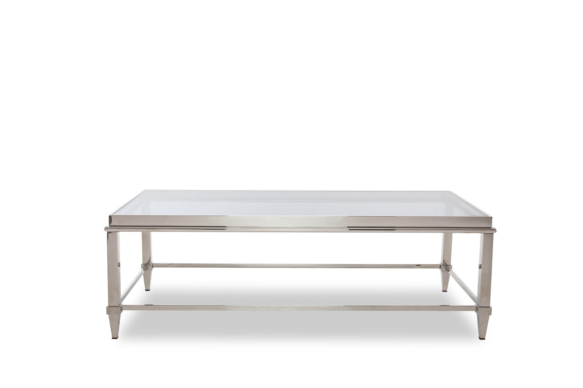 18" Steel And Glass Coffee Table