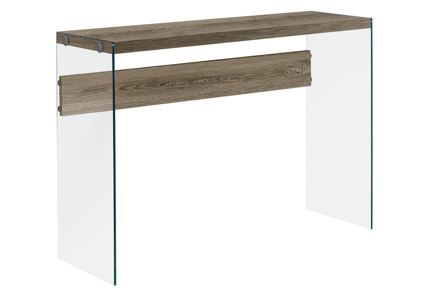 44" Taupe And Clear Solid Console Table