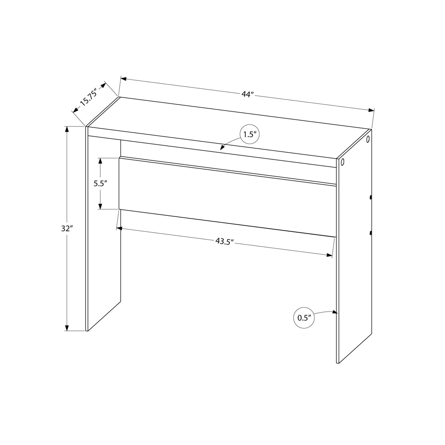 44" Taupe And Clear Solid Console Table