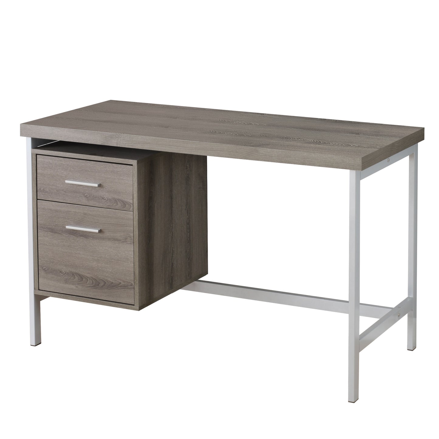 24" White and Silver Computer Desk With Two Drawers