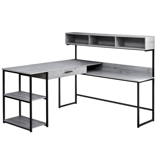 59" Gray and Black L Shape Computer Desk