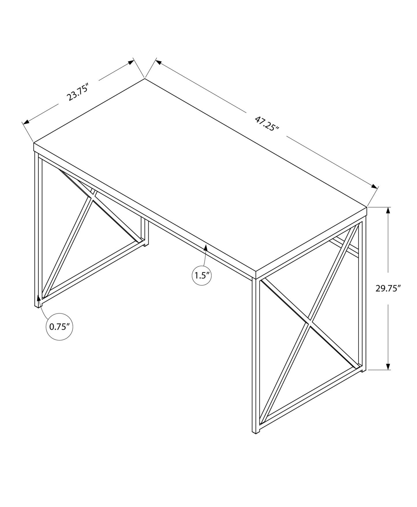 24" Taupe and Silver Computer Desk