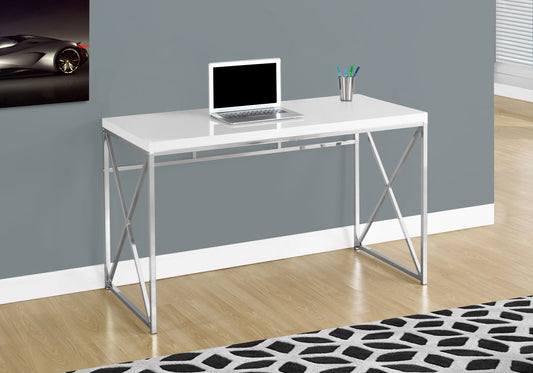 24" White and Silver Computer Desk