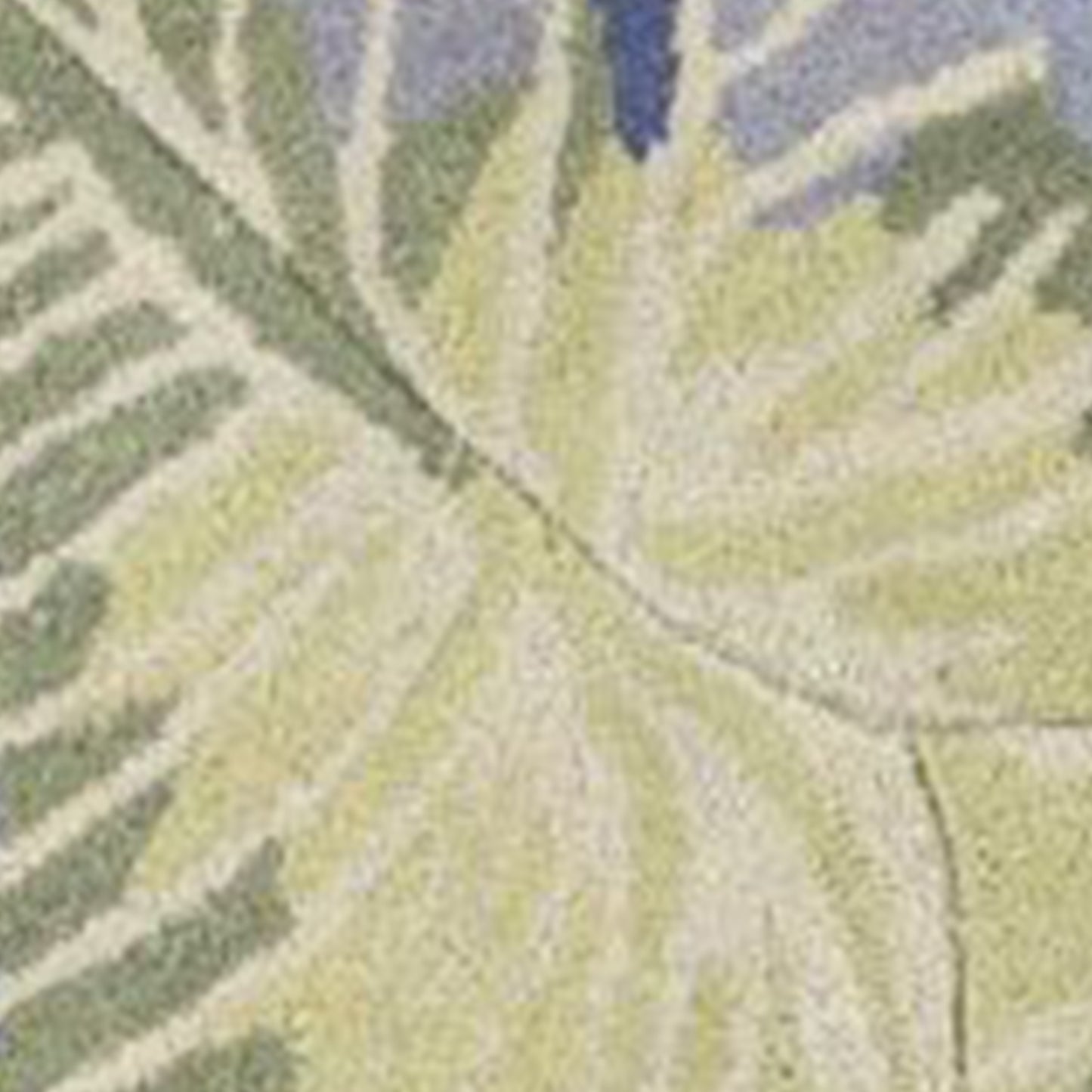 3' X 5' Blue Or Green Tropical Leaves Wool Indoor Area Rug