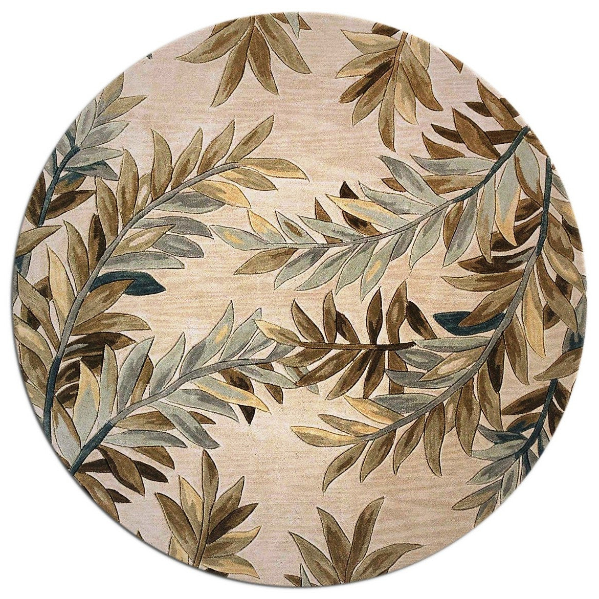 5'X8' Ivory Hand Tufted Pinnate Fronds Indoor Area Rug