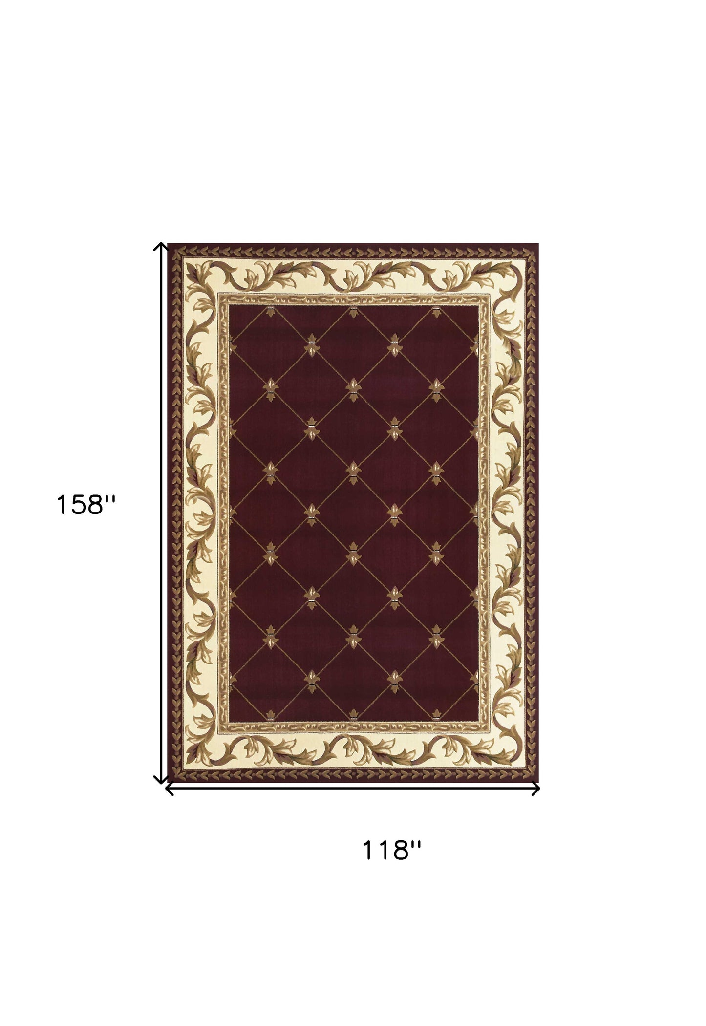 2'X3' Red Machine Woven Hand Carved Fleur De Lis Indoor Accent Rug