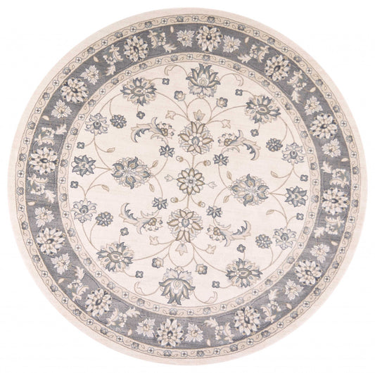 8'X10' Ivory Grey Floral Indoor Area Rug