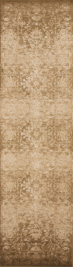 8' Beige Machine Woven Distressed Floral Traditional Round Indoor Area Rug