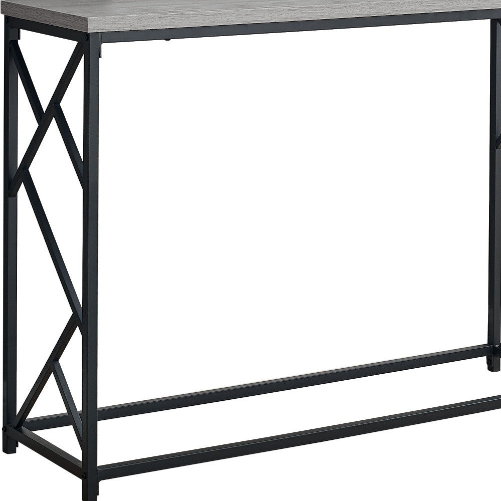 44" Gray And Black Frame Console Table