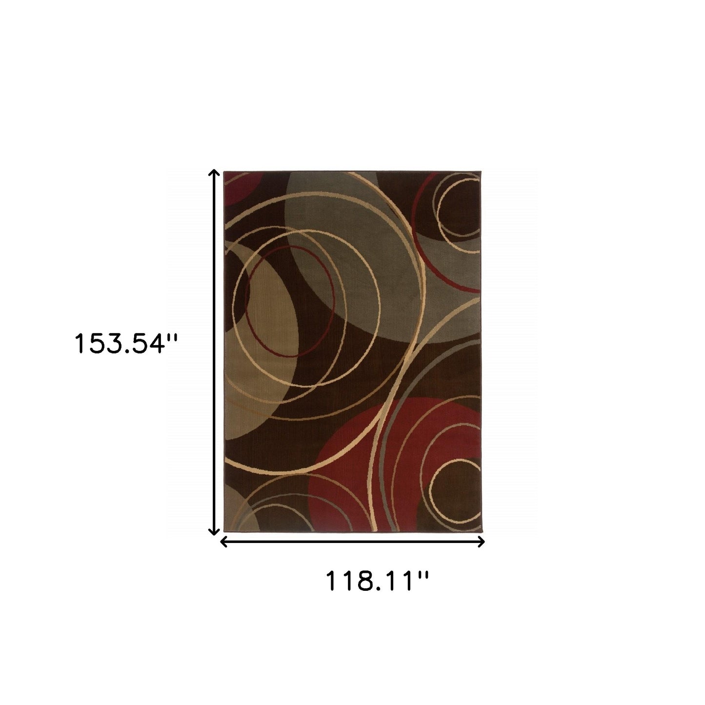 5'X8' Brown And Red Abstract  Area Rug