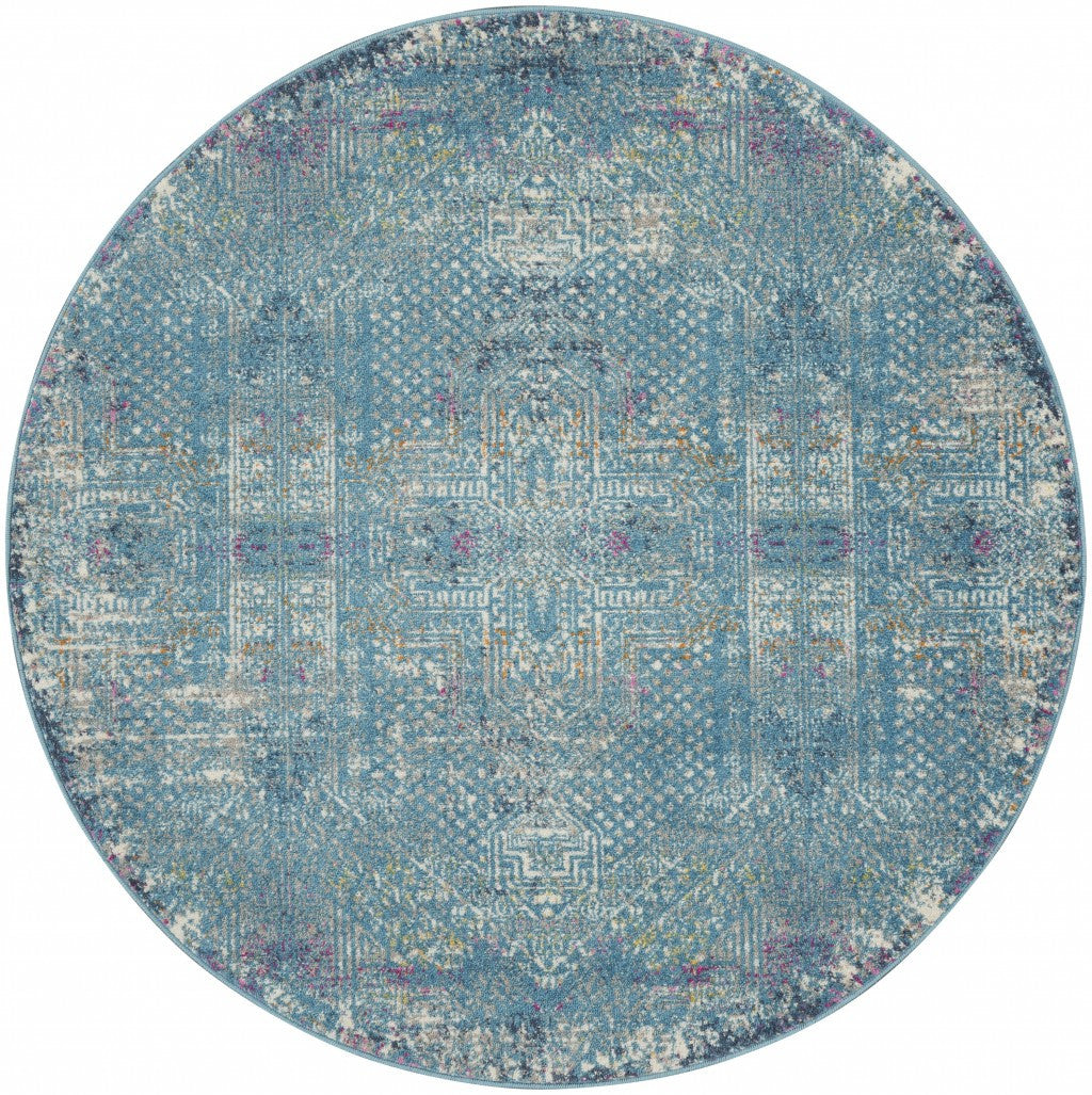 10' Blue Southwestern Power Loom Runner Rug