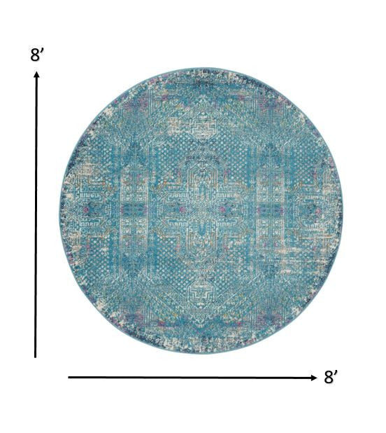 10' Blue Southwestern Power Loom Runner Rug