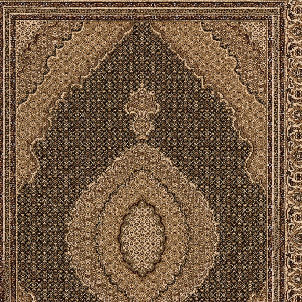 2’ x 8’ Black and Beige Medallion Runner Rug