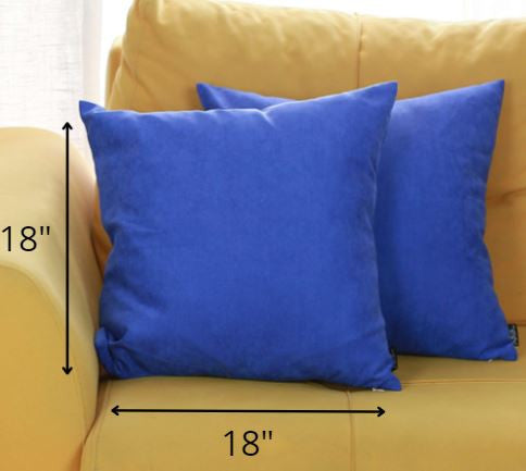 Set of 2 Cobalt Blue Modern Square Throw Pillows