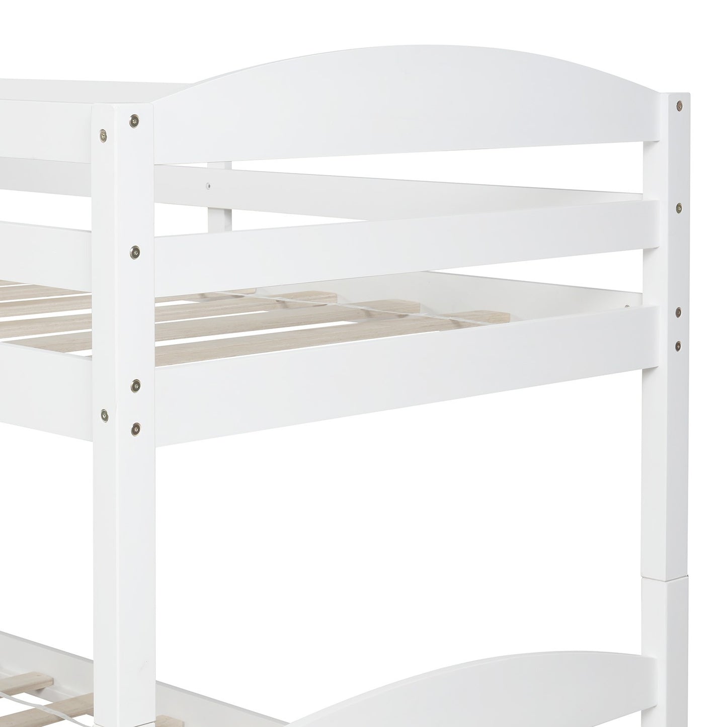 White Twin Contemporary Manufactured Wood and Solid Wood Bunk Bed