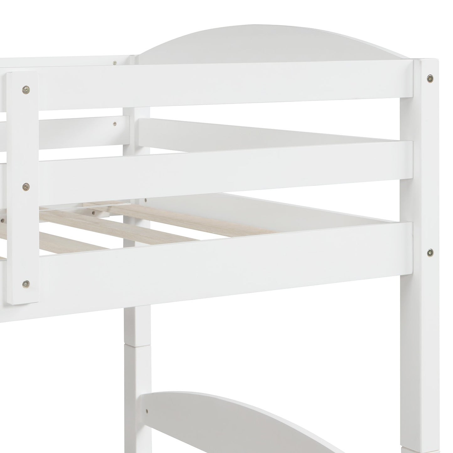 White Twin Contemporary Manufactured Wood and Solid Wood Bunk Bed