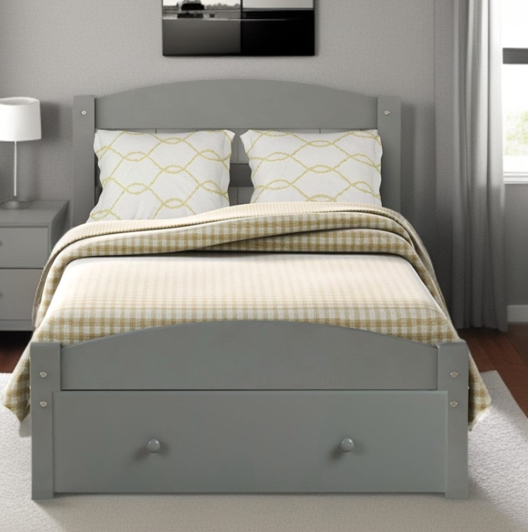 Twin Gray Upholstered Bed