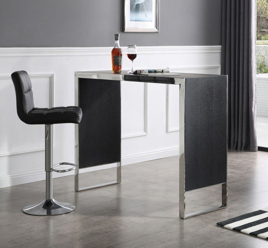 50" Black And Silver Rectangular High Top Bar Table