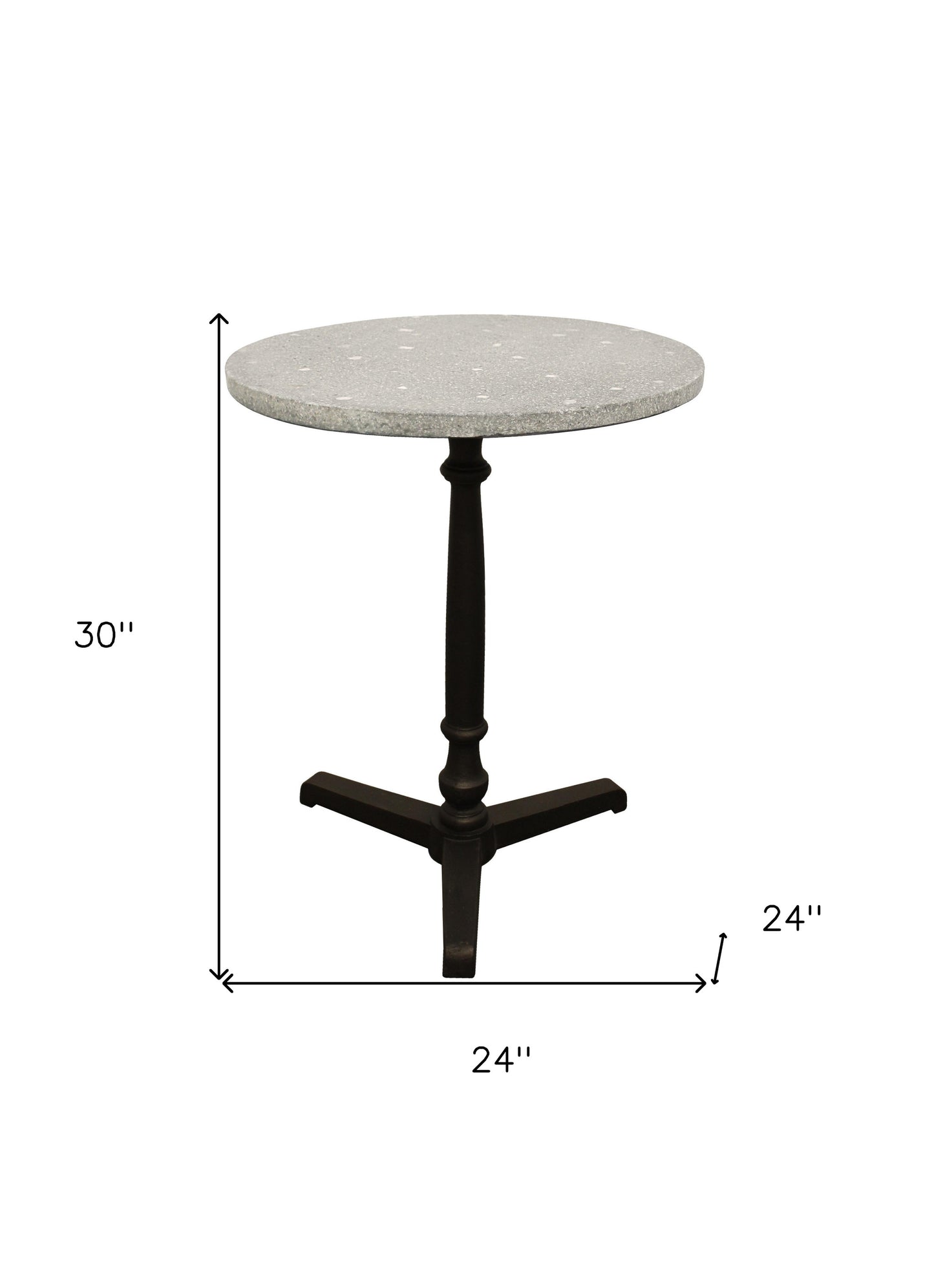24" Gray And Black Stone And Iron Round Dining Table