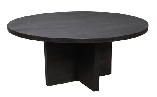 60" Dark Gray Rounded Solid Wood Dining Table