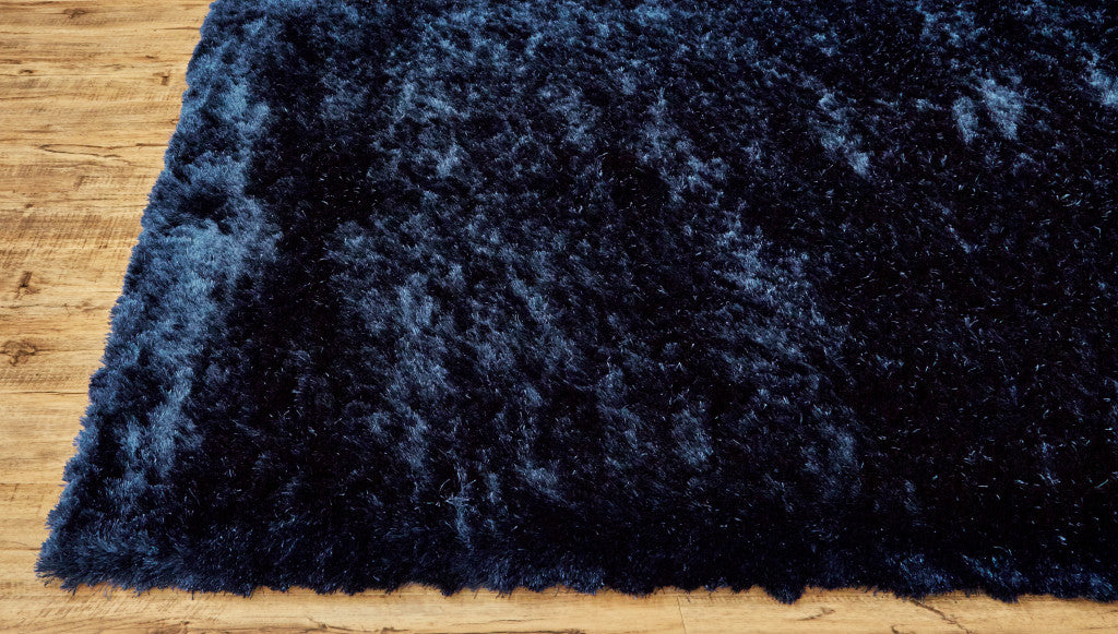 2' X 3' Blue And Black Shag Tufted Handmade Area Rug