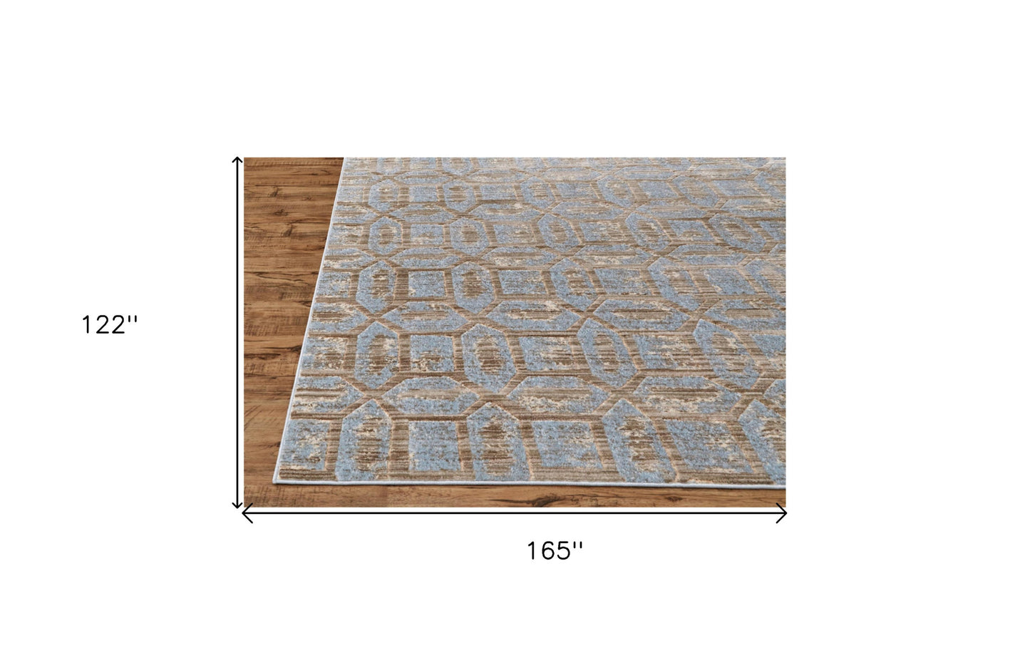 5' X 8' Blue Taupe And Ivory Floral Distressed Stain Resistant Area Rug