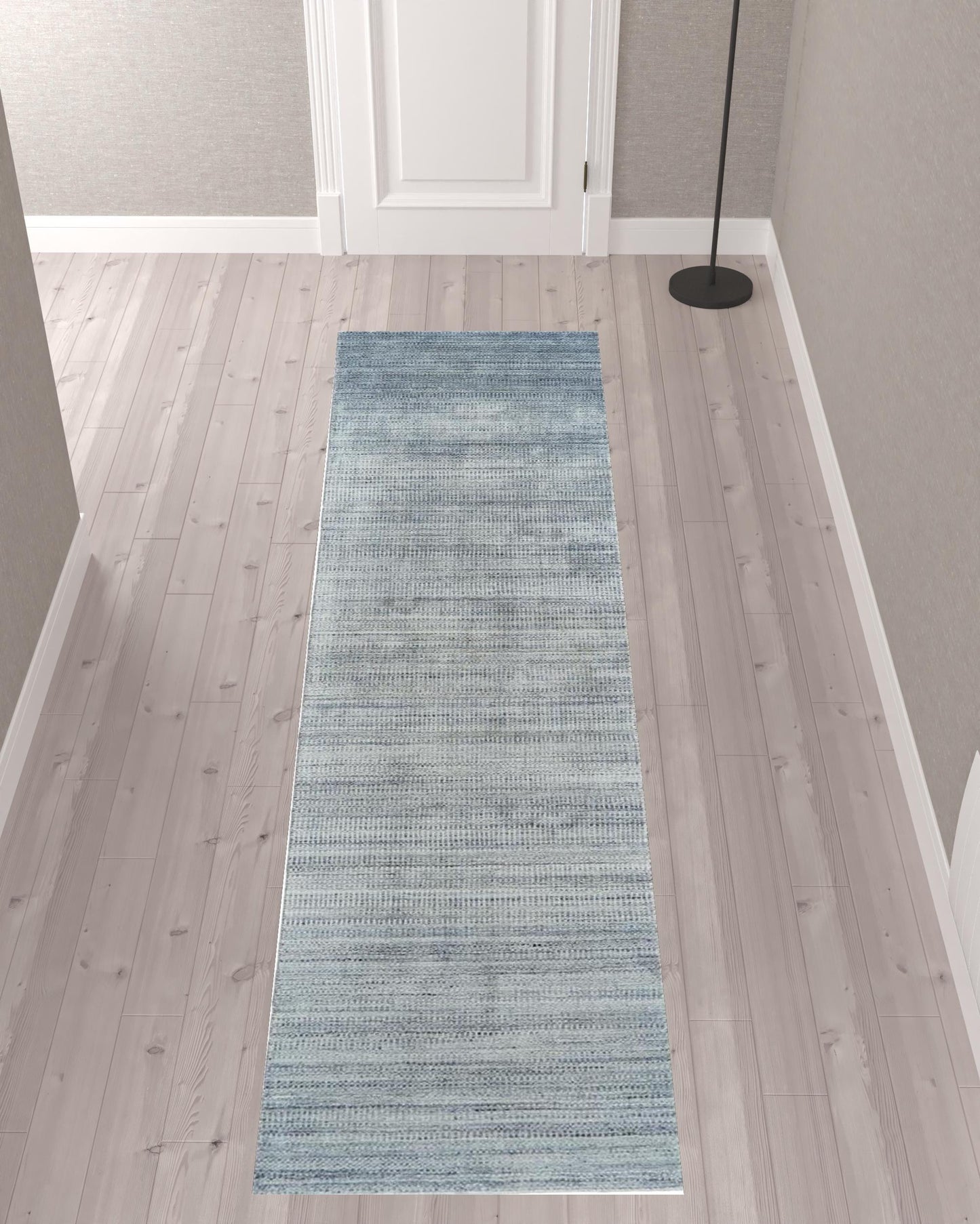 8' X 11' Blue And Gray Ombre Hand Woven Area Rug