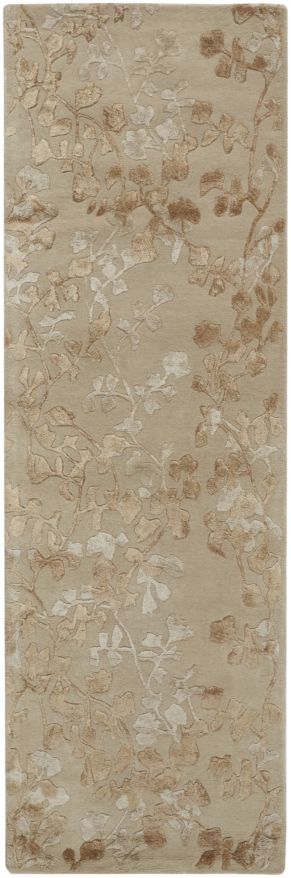 9' X 12' Ivory Tan And Gold Wool Floral Tufted Handmade Area Rug