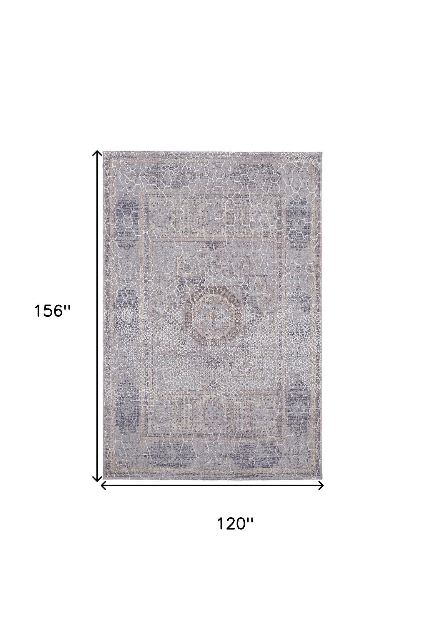 2' X 3' Gray And Ivory Floral Power Loom Distressed Stain Resistant Area Rug