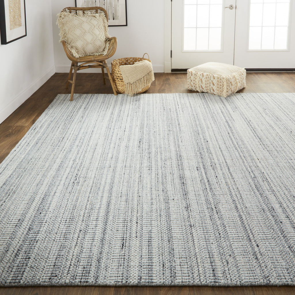 5' X 8' Ivory Wool Hand Woven Stain Resistant Area Rug