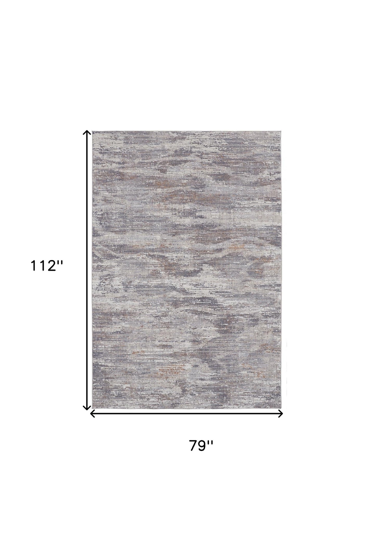 8' X 10' Taupe Tan And Orange Abstract Power Loom Distressed Stain Resistant Area Rug