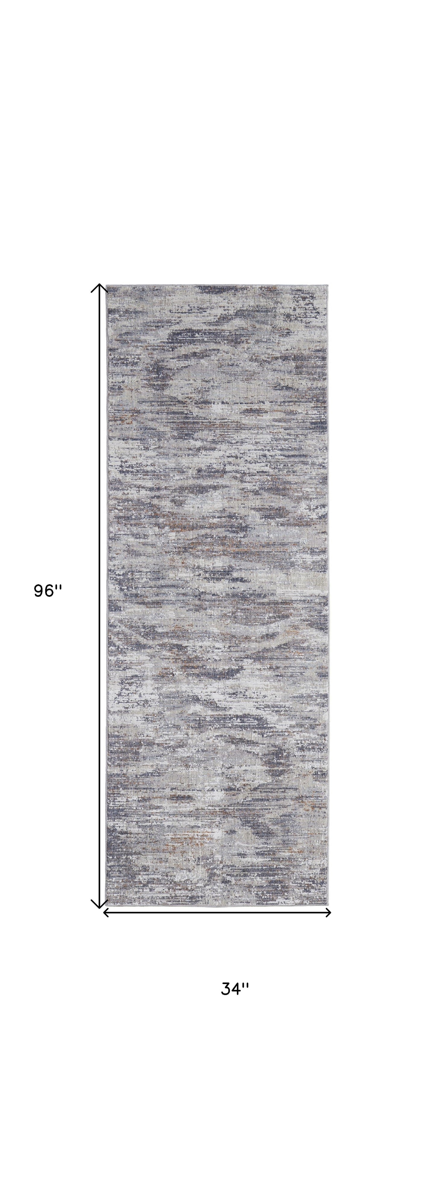 8' X 10' Taupe Tan And Orange Abstract Power Loom Distressed Stain Resistant Area Rug