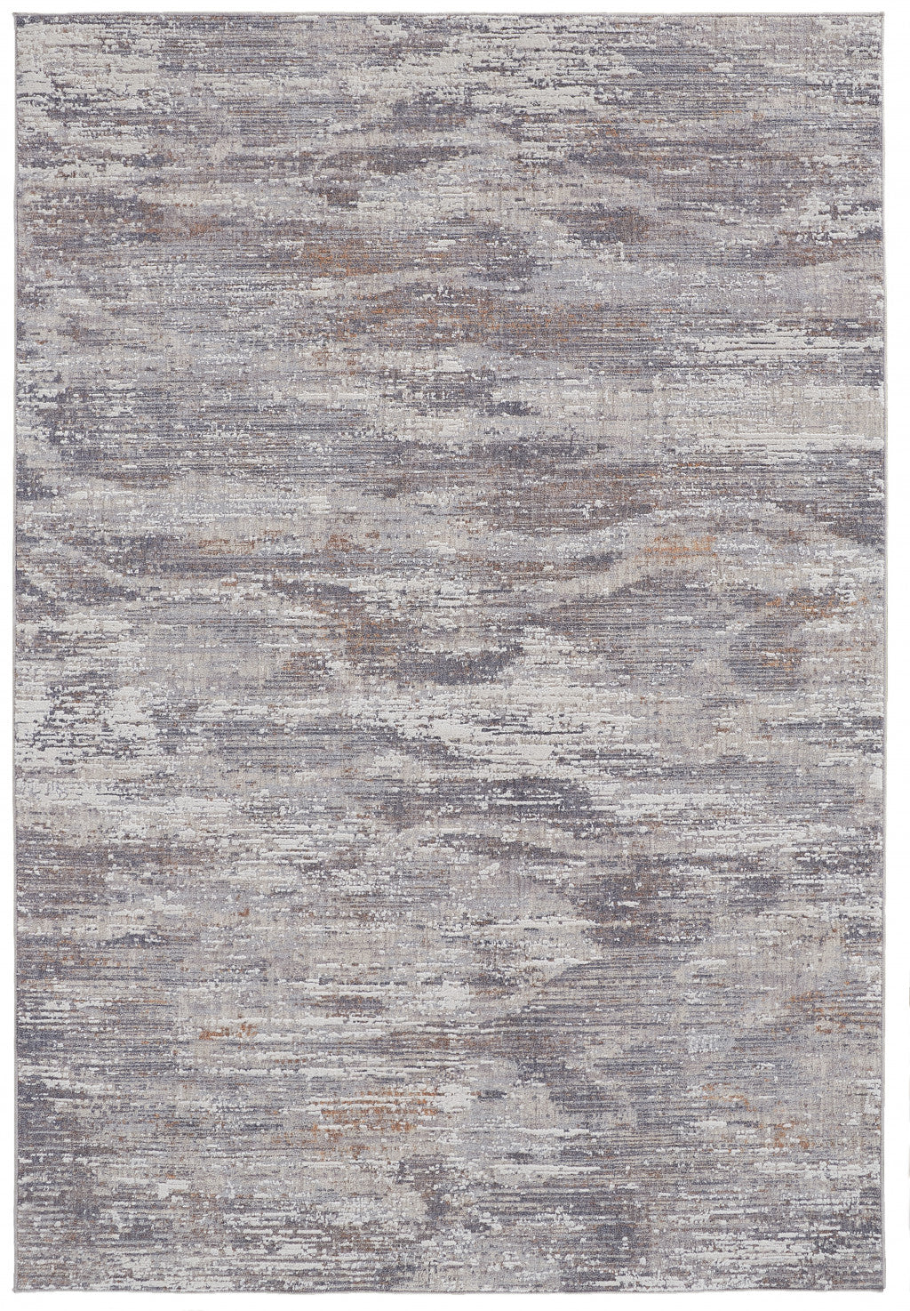 8' X 10' Taupe Tan And Orange Abstract Power Loom Distressed Stain Resistant Area Rug