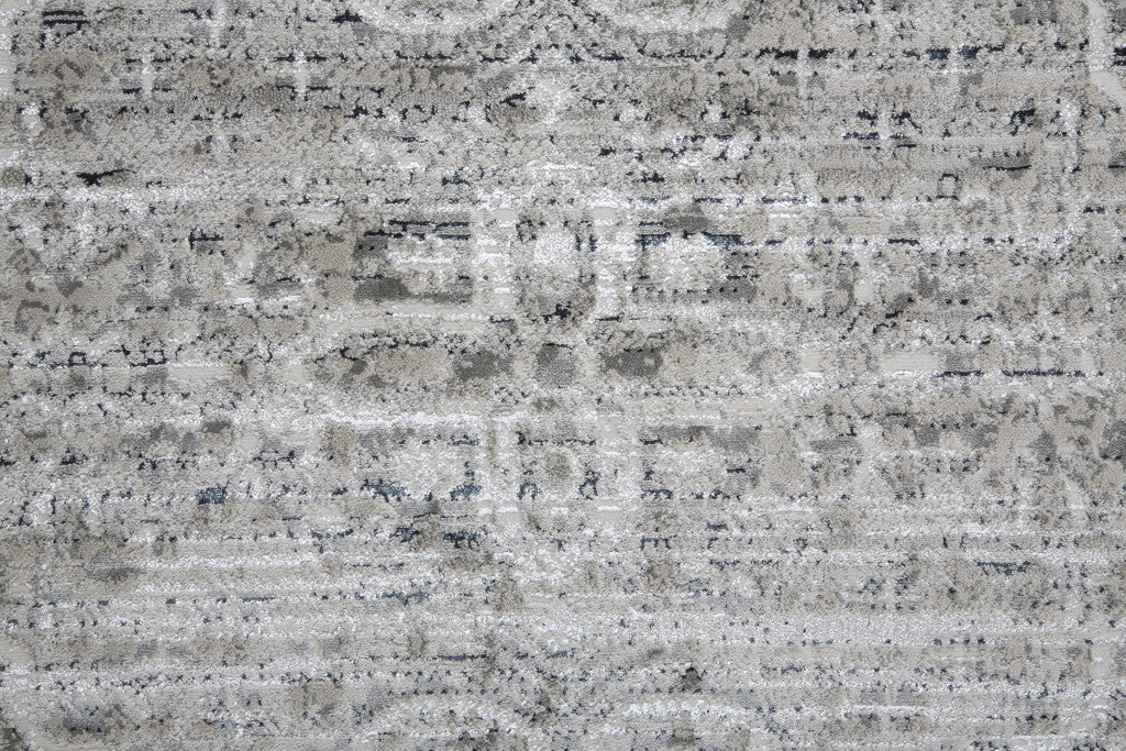 5' X 8' Gray Silver And Taupe Floral Power Loom Distressed Area Rug