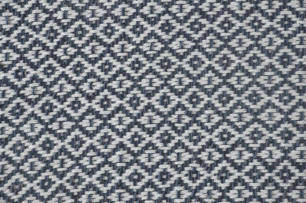 Gray and White Woven Cotton Geometric Throw Blanket