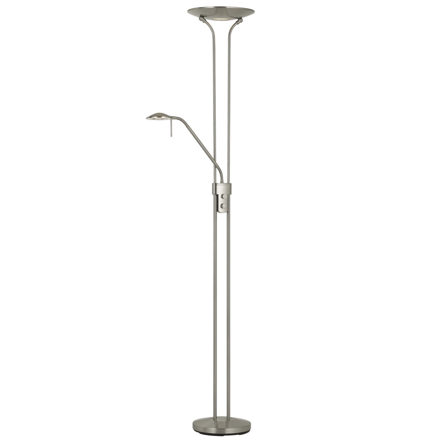 71" Nickel Led Torchiere Floor Lamp With Nickel Dome Shade