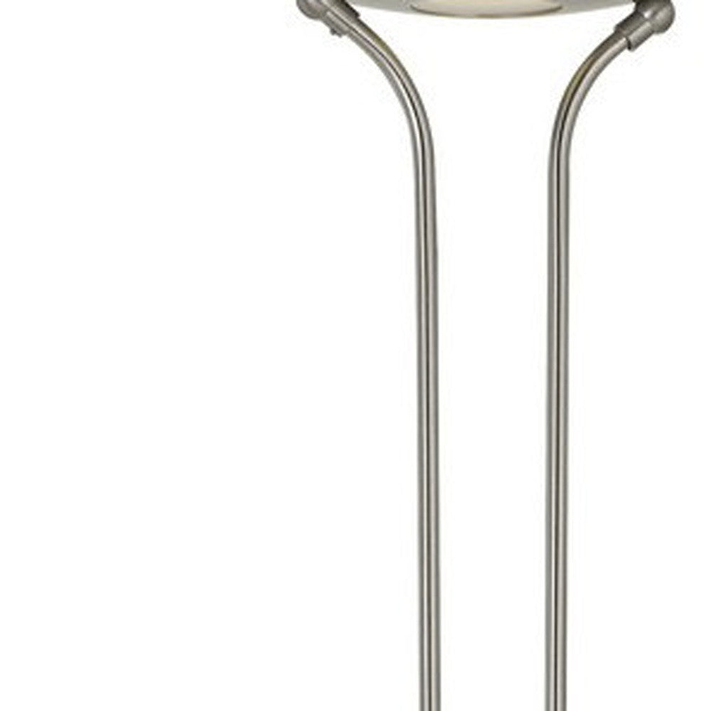 71" Nickel Led Torchiere Floor Lamp With Nickel Dome Shade