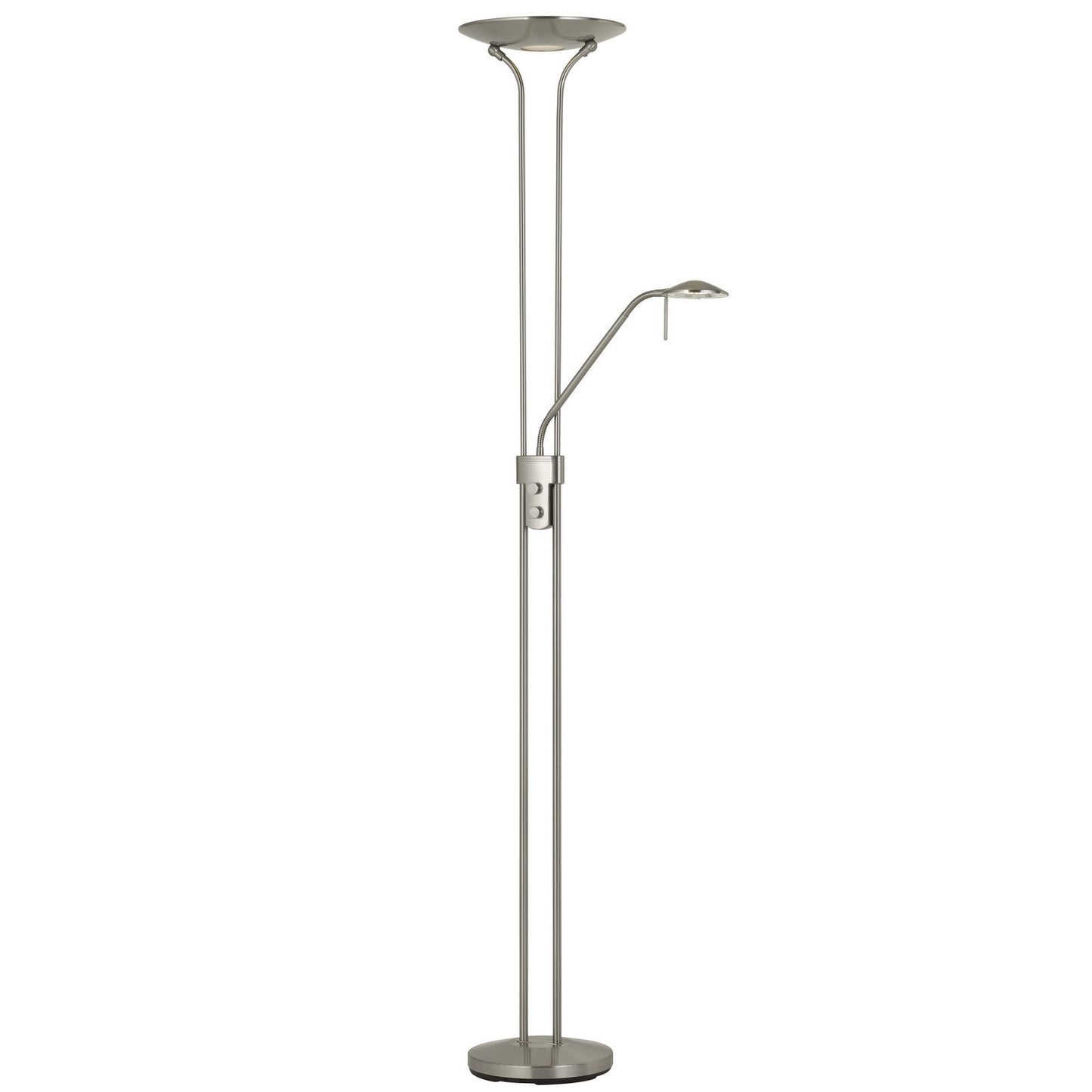 71" Nickel Led Torchiere Floor Lamp With Nickel Dome Shade