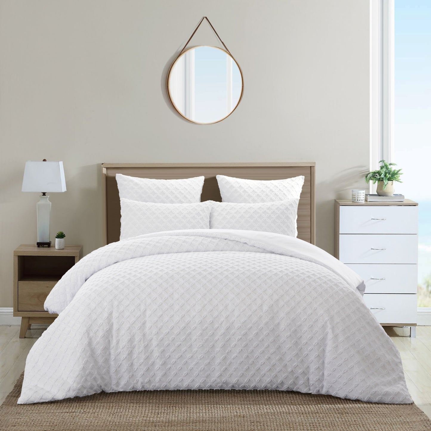 Beige Queen PolYester 180 Thread Count Washable Duvet Cover Set