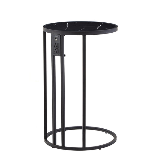 25" Black Veneer Round End Table