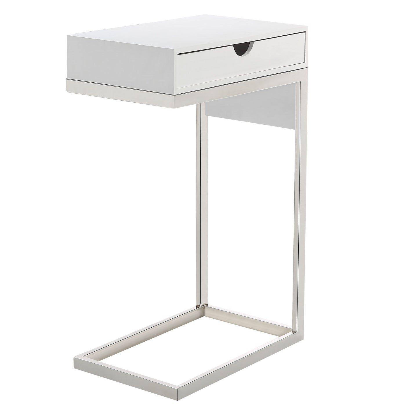 26" Silver Metallic and Black Veneer End Table with Drawer