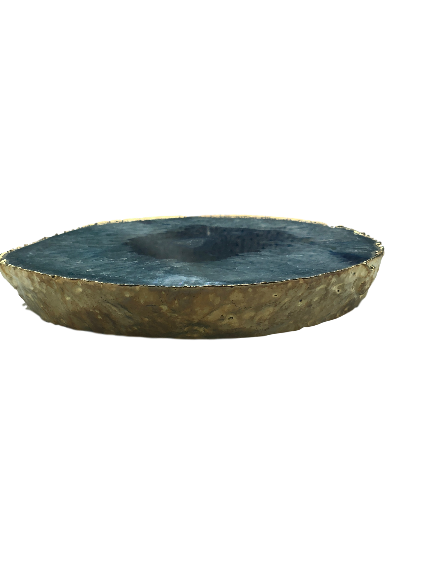 Agate Thick Decorative Platter with Gold Trim