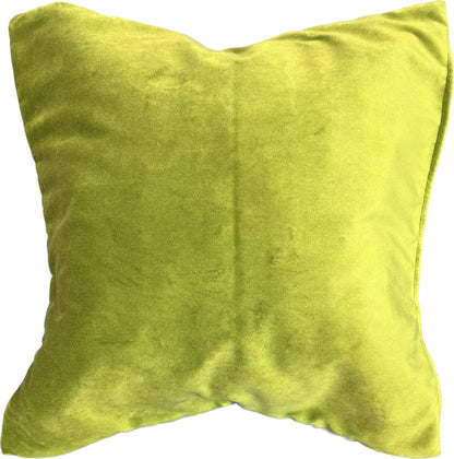 18"x18"  2-Sided Pillow Cover - Face: Greek Key Cut Velvet (Thibaut: W775476 Ming Trail Green) / Back: Solid Velvet