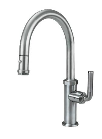 Descano Kitchen Faucet w/ Knurled Handle - Low Spout - Satin Brass