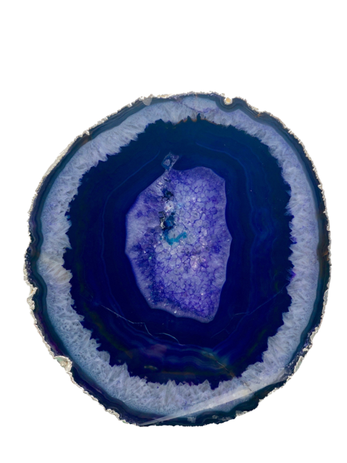 Agate Thick Decorative Platter with Silver Trim