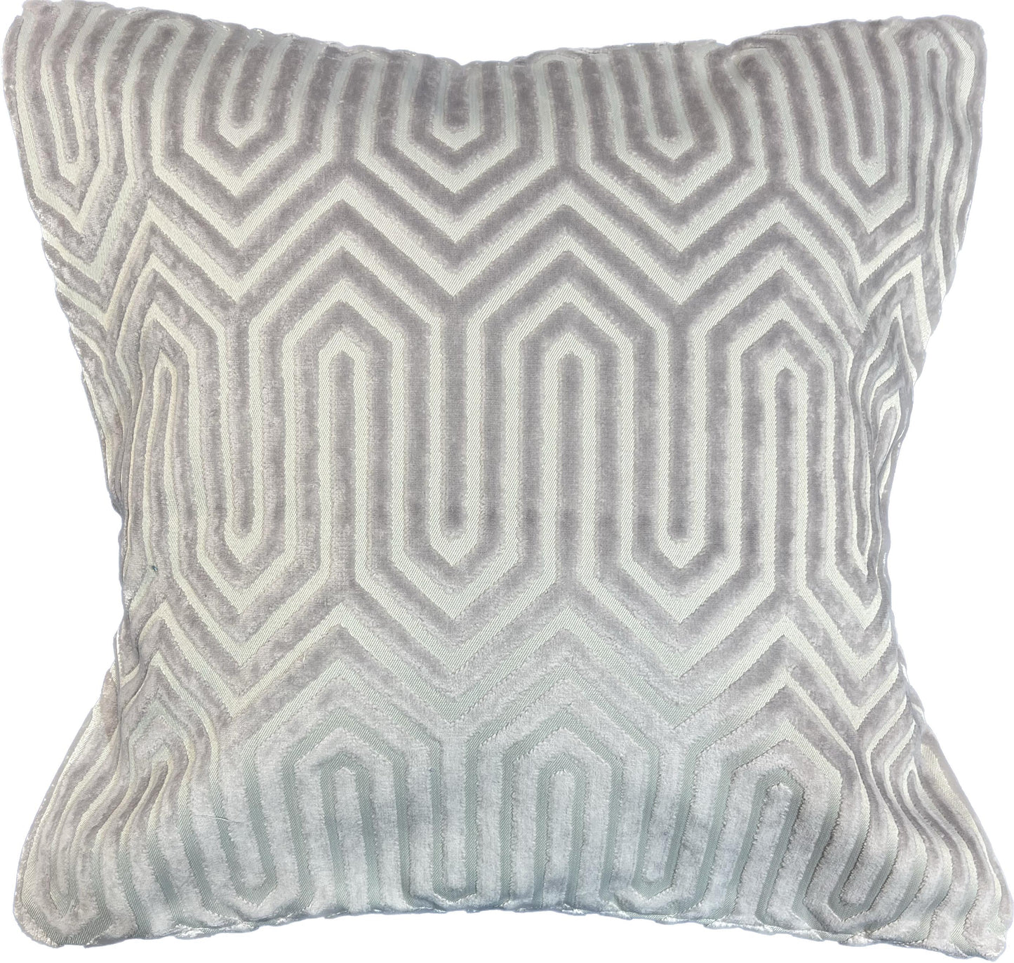 18"x18"  Geometric Velvet Pillow Cover (Duralee 15395-407-Porcelain 267439)