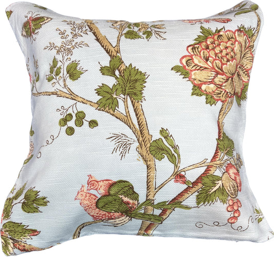 18"x18"  Floral Print Pillow Cover (Thibaut: F93340 Rye - Blue)