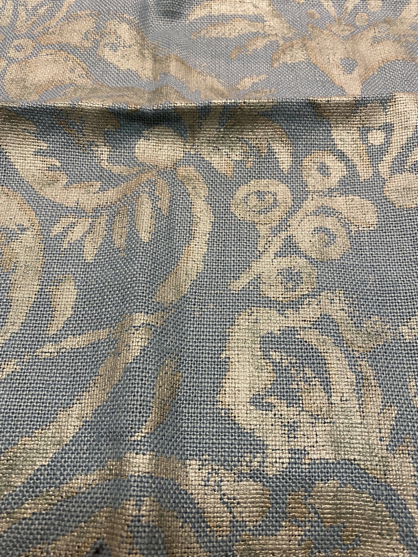 Drapery Panels w/ Scalamandre Mansfield Damask Bluestone & Silver Total